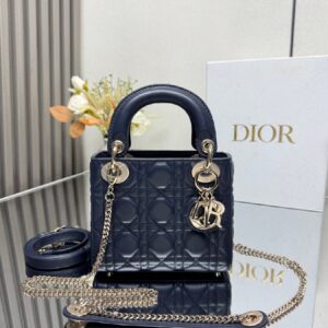 Dior Lady Dior Mini Navy Handbag