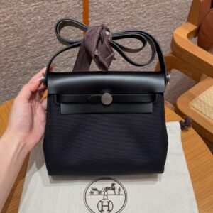 Hermès Herbag Zip Mini 20 Black Handbag